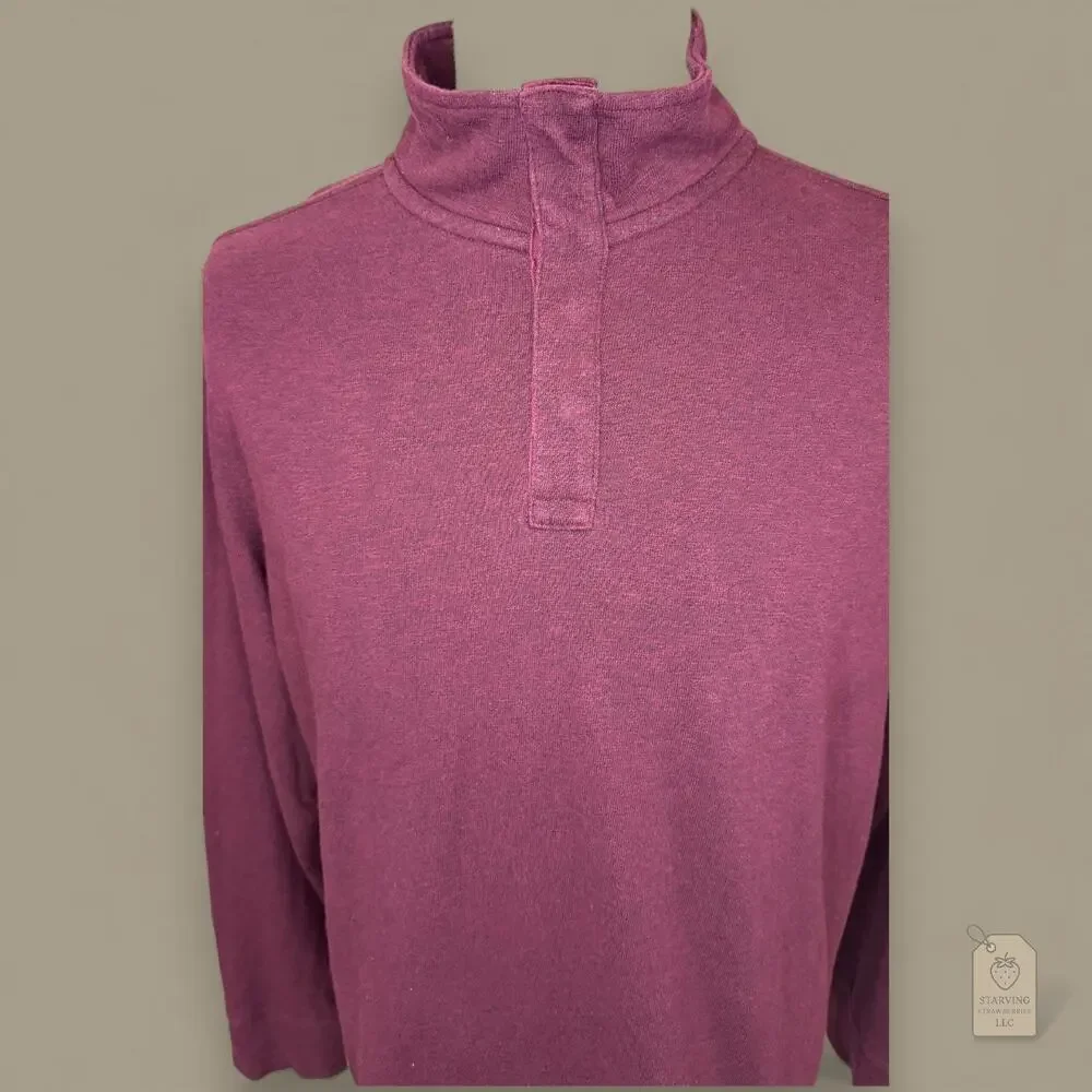 Banana Republic Burgundy 1/4 Zip Pullover Sweater Mock Neck Large